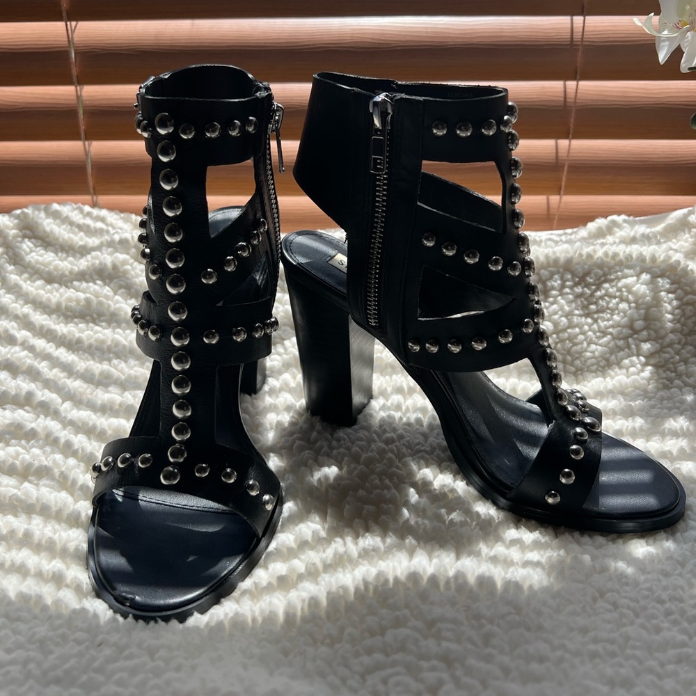 Steve Madden, leather studded heels
